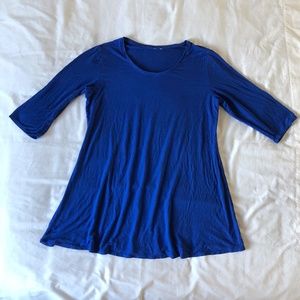 Jersey Elbow Sleeve Scoop Neck Tunic, Royal Blue